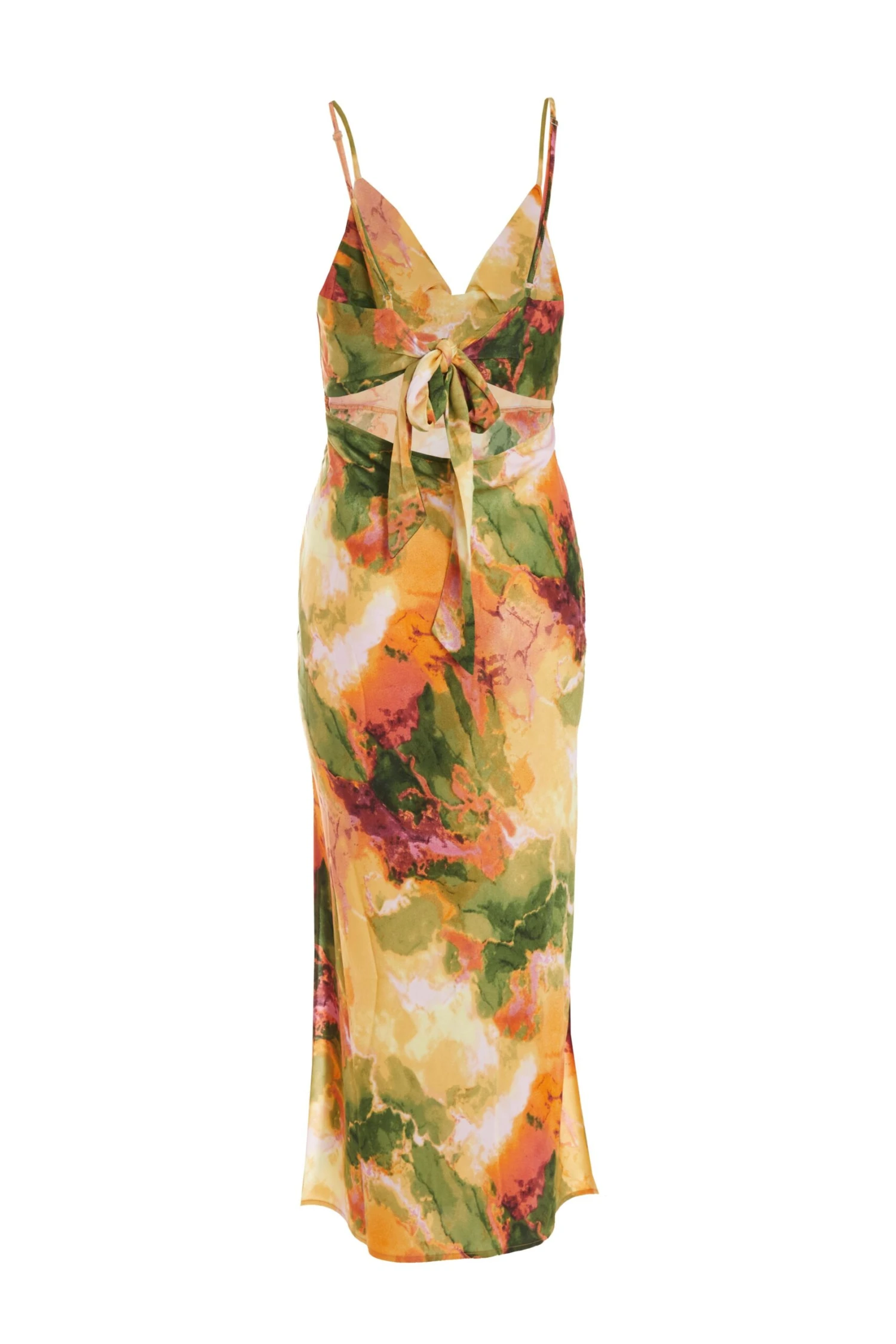 Multicoloured Satin Marble Print Midaxi Dress 7 Multicoloured Satin Marble Print Midaxi Dress - Image 5