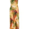 Multicoloured Satin Marble Print Midaxi Dress -Chic Summer Shop 00100039374 ZM
