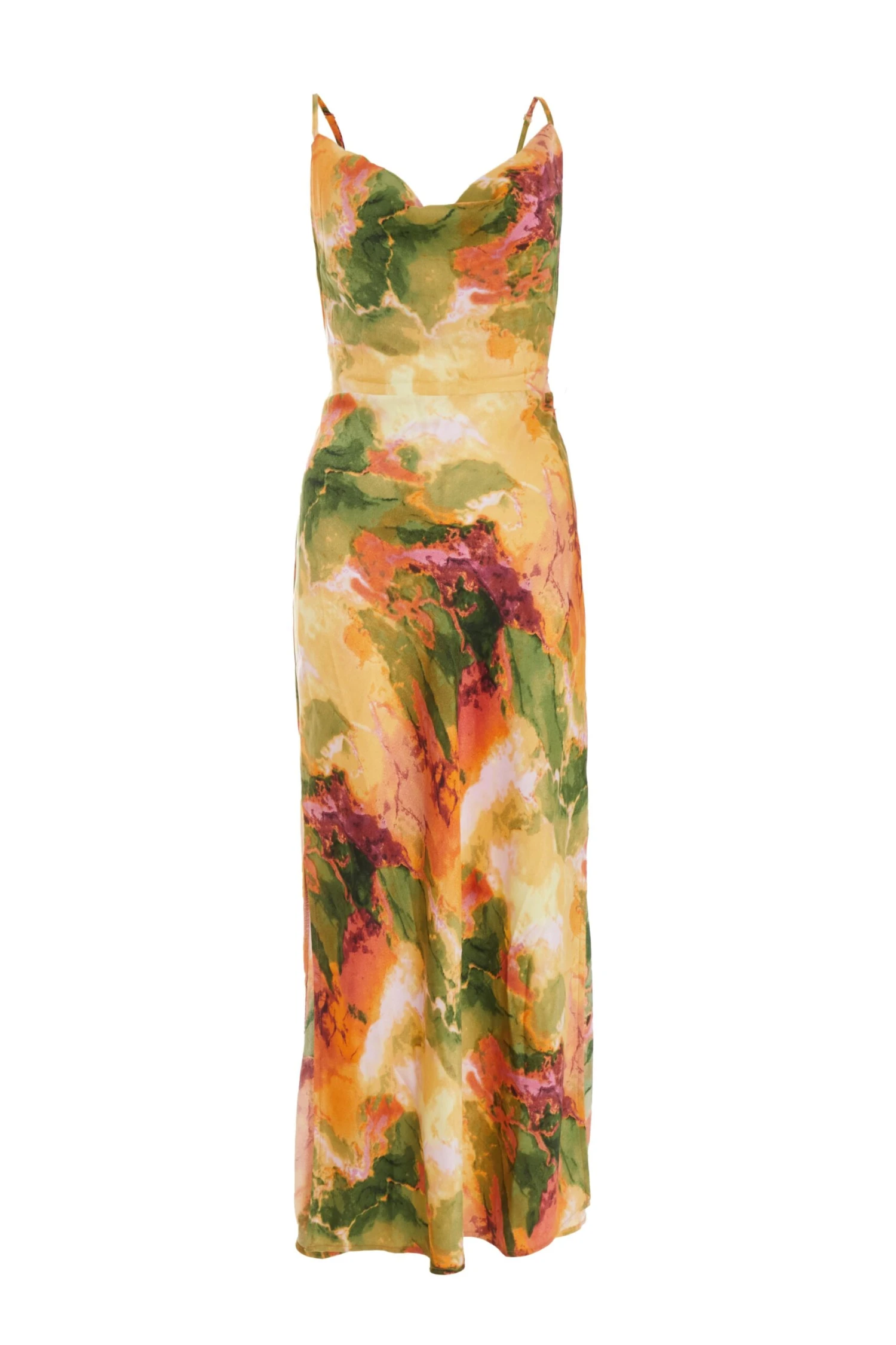 Multicoloured Satin Marble Print Midaxi Dress 3 Multicoloured Satin Marble Print Midaxi Dress
