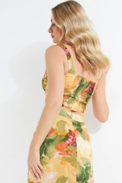 Multicoloured Marble Print Corset Crop Top -Chic Summer Shop 00100039383 XB