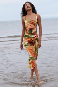 Multicoloured Marble Print Corset Crop Top -Chic Summer Shop 00100039383 XS