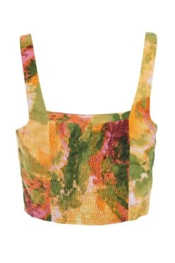 Multicoloured Marble Print Corset Crop Top -Chic Summer Shop 00100039383 ZB
