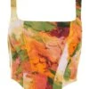 Multicoloured Marble Print Corset Crop Top 1 Multicoloured Marble Print Corset Crop Top -Chic Summer Shop 00100039383 ZM