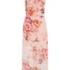 Pink Floral Tie Back Midaxi Dress -Chic Summer Shop 00100039438 ZM
