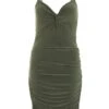Khaki Knot Front Mini Dress
