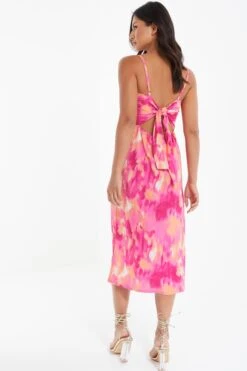 Pink Marble Tie Back Midi Dress -Chic Summer Shop 00100039473 XB