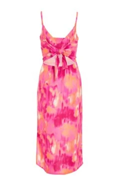 Pink Marble Tie Back Midi Dress -Chic Summer Shop 00100039473 ZB