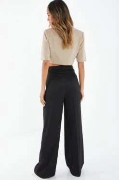 Stone Short Sleeve Cropped Blazer -Chic Summer Shop 00100039480 XB