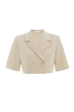 Stone Short Sleeve Cropped Blazer