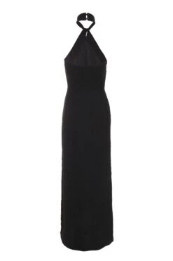 Black Halterneck Textured Maxi Dress -Chic Summer Shop 00100039495 ZB
