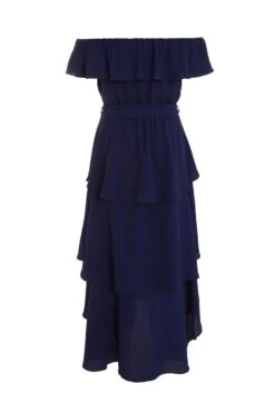Navy Bardot Dip Hem Midi Dress 12 Navy Bardot Dip Hem Midi Dress -Chic Summer Shop 00100039504 ZB