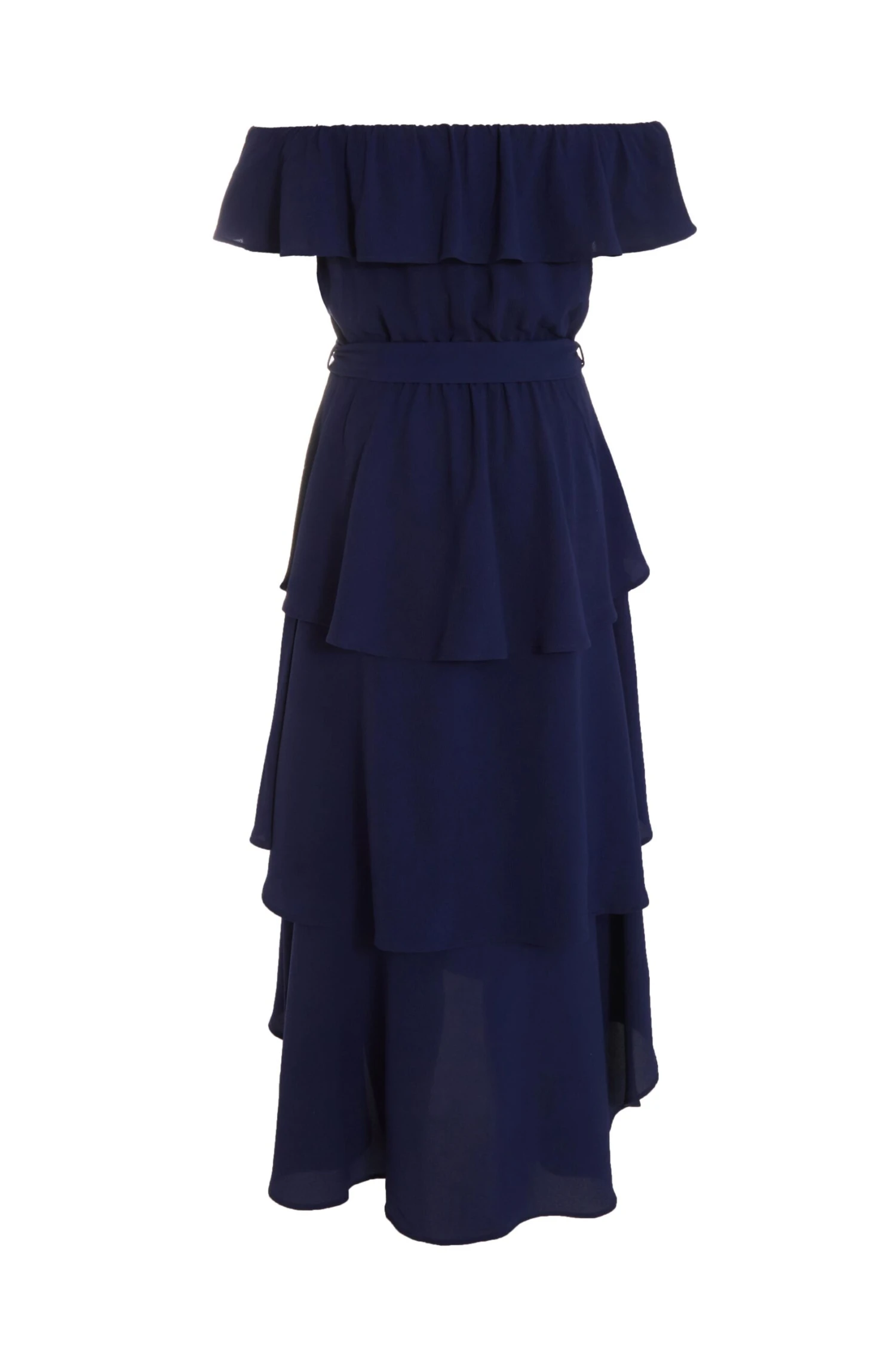 Navy Bardot Dip Hem Midi Dress 7 Navy Bardot Dip Hem Midi Dress - Image 5