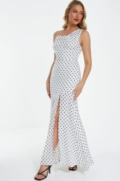White Polka Dot Maxi Dress -Chic Summer Shop 00100039506 XS