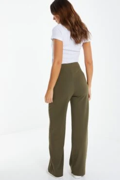 Khaki Buckle Palazzo Trousers -Chic Summer Shop 00100039593 XB