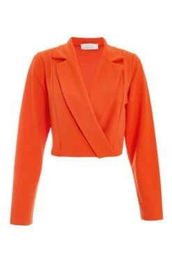 Orange Cropped Tailored Blazer