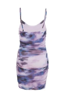 Purple Marble Print Mesh Mini Dress -Chic Summer Shop 00100039609 ZB