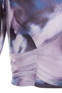 Purple Marble Print Mesh Crop Top -Chic Summer Shop 00100039614 ZS