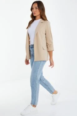 Stone Ruched Sleeve Blazer -Chic Summer Shop 00100039719 XS