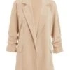 Stone Ruched Sleeve Blazer