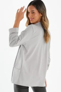 Grey Ruched Sleeve Blazer 10 Grey Ruched Sleeve Blazer -Chic Summer Shop 00100039720 XB