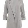 Grey Ruched Sleeve Blazer -Chic Summer Shop 00100039720 ZM