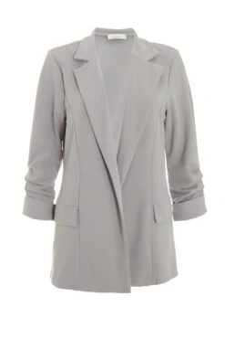 Grey Ruched Sleeve Blazer