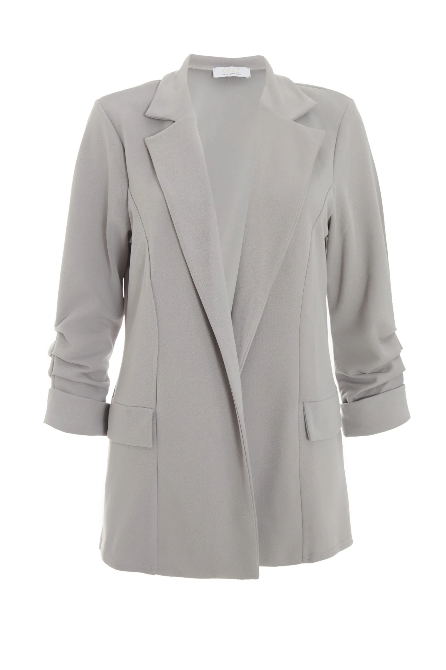 Grey Ruched Sleeve Blazer 3 Grey Ruched Sleeve Blazer