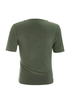 Khaki Ruched High Neck Top -Chic Summer Shop 00100039730 ZB