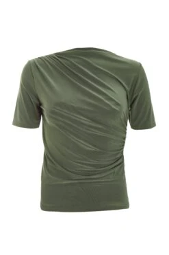 Khaki Ruched High Neck Top