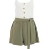 Khaki Button Front Playsuit -Chic Summer Shop 00100039802 ZM