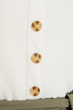 Khaki Button Front Playsuit -Chic Summer Shop 00100039802 ZS