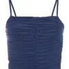 Navy Mesh Ruched Crop Top -Chic Summer Shop 00100039813 ZM